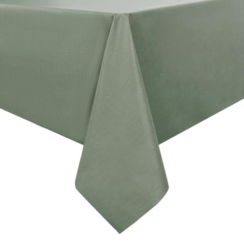 Image of Romanstile Waterproof Vinyl Tablecloth Rectangle, 54 x 78 Inch, Grey Green | 100% Oil Spill Proof PVC Plastic Table Cloth, Stain Resistant Wipe Clean Table Cover for Kitchen Dining Indoor Outoor Party