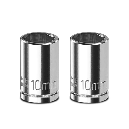Upenjok 2PCS 1/4 Drive 10mm Socket Set Shallow Mirror Finish Cr-V Steel 6-Point