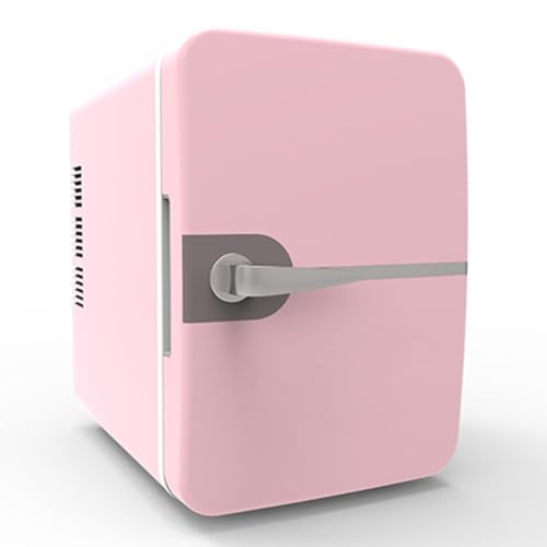 Dispositivo de refrigeración pequeño rosa, 6 litros de capacidad, dispositivo de refrigeración intensiva de una sola puerta, compartimento, enfriador y calentador, pequeño dispositivo de refrigeración