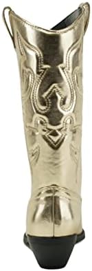 Soda Women Cowgirl Cowboy Western Stitched Boots Pointy Toe Knee High Reno-S (6.5, GOLD METALLIC PU, numeric_6_point_5) | Image 1