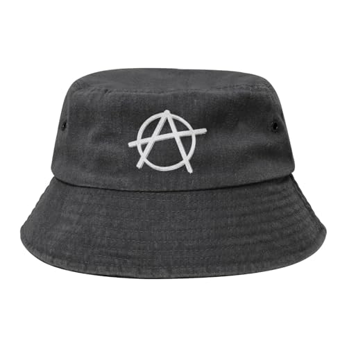 Qauirfe Anarchy Symbol Fashion Cowboy Denim Fisherman Hat Outdoor Fishing Cap Sun