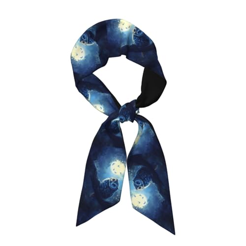 WZYWHJ Cute owl Pattern Silk Scarf for Women 46.9 * 3.1 In Headband