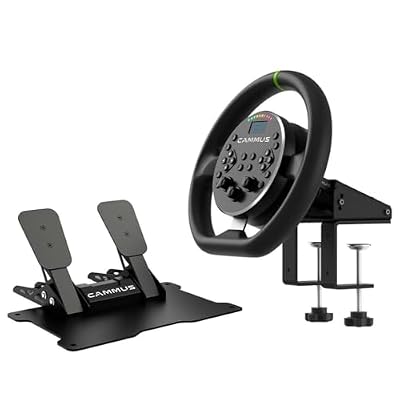CAMMUS C5 Bundle Complete Set, C5 Steel Wheel + CP5 Pedals + Desk Clamp. Racing Simulator Direct Drive Technology, 5Nm Wheelbase, Premium Construction, Cloud-based App Control, PC Hardware Exclusive
