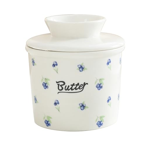Pexguka Butter Crock with Water Line | Ceramic Butter Keeper Dish for Spreadable Butter | French Countertop Butter Crock with Lid | Fresh Butter Storage Container for Kitchen & Holiday Gifts