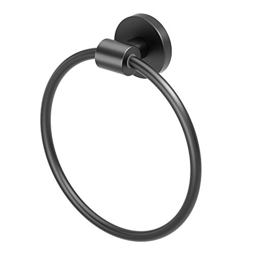 Image of Gatco 4662MX Reveal Hand and Face Towel Ring, Matte Black for Bathroom | Wall Mount 6.63 inch Dia. Towel Holder Ring