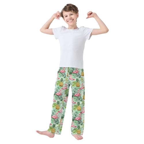 Pajama Pants Pink Flamingos Palm Pineapples PJ Bottoms Sleepwear Lounge Sleep Pant with Pockets2