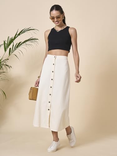 Image of Style Quotient Women Black A-Line Maxi Denim Skirt