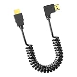 JINPIAOPIAO HDTV 4Kコイルケーブル 90度直角HDTVオス→HDTVオスアダプター スプリングスパイラルコード 4K@60Hz 1080P