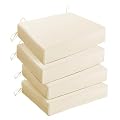UNIKOME Outdoor Chair Cushions Pack of 4, Water Resistant Patio Cushions with Ties, High Density Sponge Filling Square Corner Seat Cushions for Outdoor Furniture, 18.5"*16"*3", Beige
