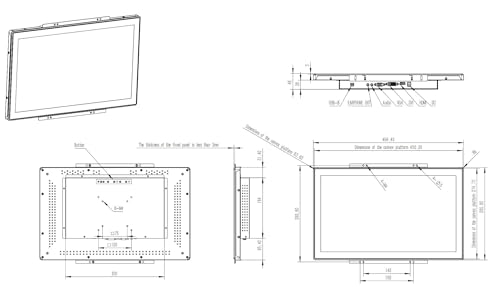 Image of 18.5 Inch Industrial Touch Monitor Open Frame VESA+Panel Mount for Kiosk Automation POS Vending Digital Signage