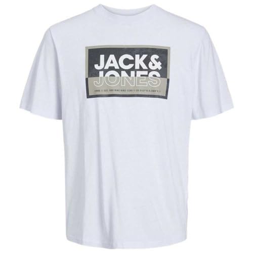 JACK & JONES Herren T-Shirt Jcologan Tee Ss Crew Neck Ss24 Jnr, Weiß, 164