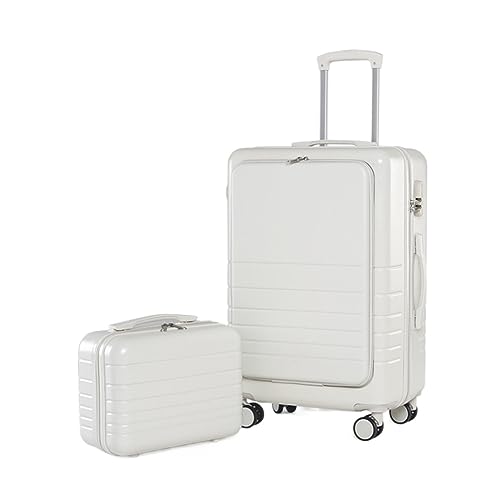 Luggage Suitcases With Wheels Luggage Suitcase Piece Set Carry On ABS+PC Spinner Trolley,Durable Travel Luggage Suitcase Spinner Luggages (Color : White, Size : 20+14in)