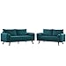 Modway Revive Upholstered Fabric Sofa and Loveseat Set, Teal