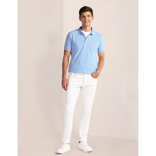 Image of U.S. Polo ASSN. Printed Slim Fit Polo T Shirts for Men - 100% Cotton, Half Sleeves Mens Tshirt