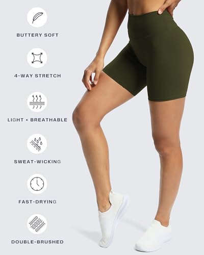 Image of Aoxjox Trinity Workout Biker Shorts for Women Tummy Control High Waisted Exercise Athletic Gym Running Yoga Shorts 6 inch
