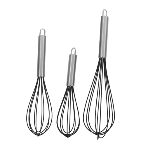 VERDANVERSE 3個シリコン製泡立て器 耐熱 手持ち型エッグビーター スクラッチでクリームや卵の混ぜ調理に 簡単洗浄 多用途キッチンツール