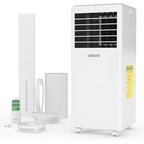 Garvee Portable Air Conditioner 8000 BTUs, 3 in 1 Dehumidifier, Fan, Cool for 350 Sq.Ft. Rooms, Portable AC with Remote Control/LED Display/Installation Kits/Timer/Sleep Mode,Black