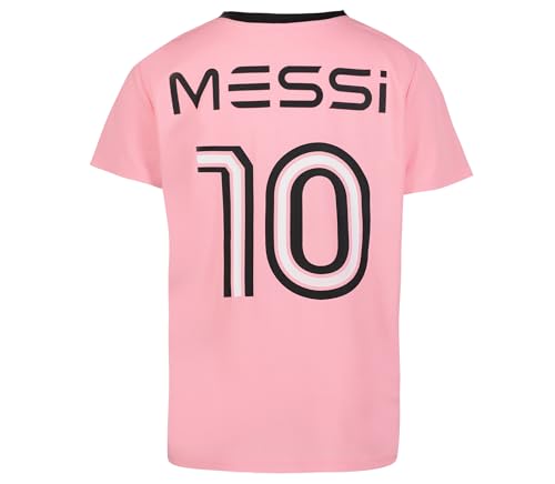 Image of Messi Boys' Lifestyle Short Sleeve Top, Loose-fit V-Neck Shirt with Logo, Comfortable