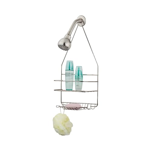 Rocky Mountain Goods Shower Caddy - Rust Proof high Grade Steel - Designated Tiered Shelves for Shampoo/soap - Razor Hangers - Includes Secure Suction Cup (Satin Nickel)