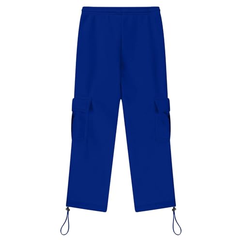 Boys' Open Bottom Fleece-Lined Sweatpants with Pockets High Elastic Waist Baggy Wide Straight Leg Pants 5-15 Years