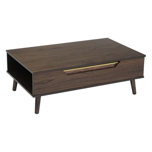 Image of Royaloak Miami American Lift Top Coffee Table | Solid Wood with Veneer Top | Lift Top Coffee Table | Ample Storage | Multiple Utilities | Durable & Long Lasting | Tapered Legs