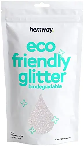Hemway Eco Friendly Biodegradable Glitter 100g / 3.5oz Bio Cosmetic Safe Sparkle Vegan For Face, Eyeshadow, Body, Hair, Nail And Festival - Ultrafine (1/128&#34; 0.008&#34; 0.2mm) - Mother of Pearl Iridescent