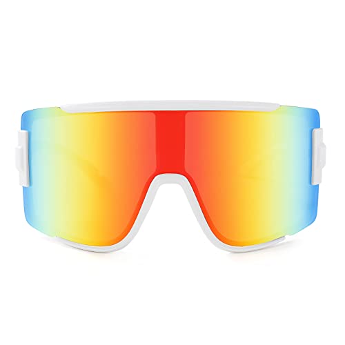 Big Shield Wraparound Sunglasses Men Women Sport Sunglasses 80s Ski Visor Mirror Glasses Cycling Outdoor