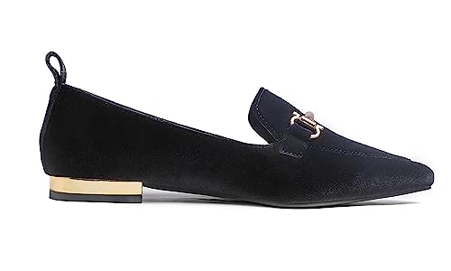 Image of FEVERSOLE Women's Loafer Flat Pointed Deco Low Heel Fashion Slip On Dress Driving Office Shoes