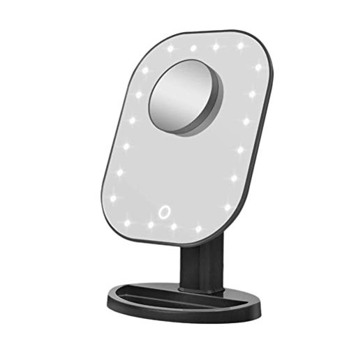 Preisvergleich Produktbild LED Kosmetikspiegel 360 Grad USB wiederaufladbare 20 Glühbirnen Touch Countertop Kosmetikspiegel mit 10-facher Vergrößerung (weiß) für Mädchen
