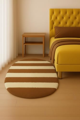 Image of Fluffy Silky Micro Fiber Polyster Carpet /Runner for Bedroom, Study Room, Playing Room, Guest Room ETC. 4x6 feet Feet, (Coffee and Ivory new line)