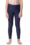 Dovio UPF 50+ Kid's Active Leggings Swim Tights for Boys and Girls Sun Protective(DOK501NAVY-14)