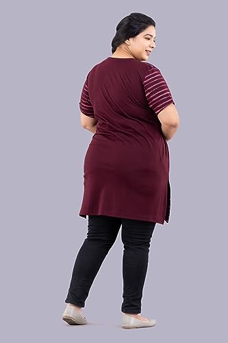 Image of CUPID Women's Cotton Plus Size Half Sleeves Long Top for Semi Summers with One Side Pocket for Ladies Printed T Shirt 3XL to 7XL