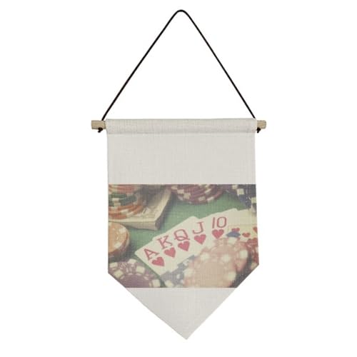 Drapeau mural en toile de qualité motif cœurs de poker chic