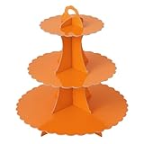Soleebee 3-Tier Cupcake Stand, Cardboard Cupcake Tower, Dessert Cup Cake Stand Tower for Birthday Wedding Party Decoration, Cupcake Tier Stand 1 Set (Orange)