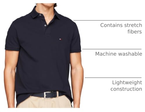 Image of Tommy Hilfiger Men's Short Sleeve Polo Shirts in Slim Fit with Stretch and Organic Pique Cotton
