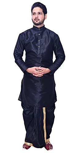 Image of Om Shubh Mangalam Men's Dupion Silk Fancy Dhoti Kurta Set