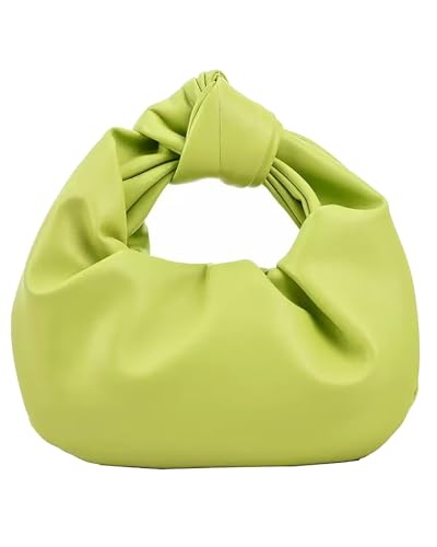 Inkfew Ruched Clutch Purses For Women Evening Bag PU Leather Trendy Small Hobo Handbag Wedding Guest Bags for Party Shopping Lime Green