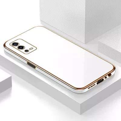 Image of Apurb Store for Oppo A55 4G Plating Square Gold Frame Phone Case Luxury Soft Silicone Back Cover (for Oppo A55 4G, White)
