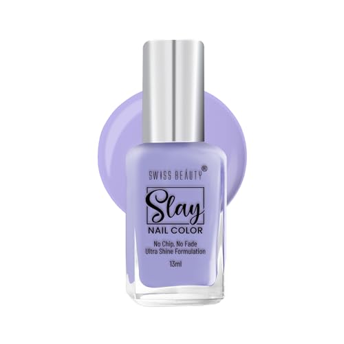 Swiss Beauty Slay Nail Color | Glossy Finish, Long Lasting Nail Paint| Chip resistant, Quick drying Nail Polish | Shade- Lavender Tender, 13ML