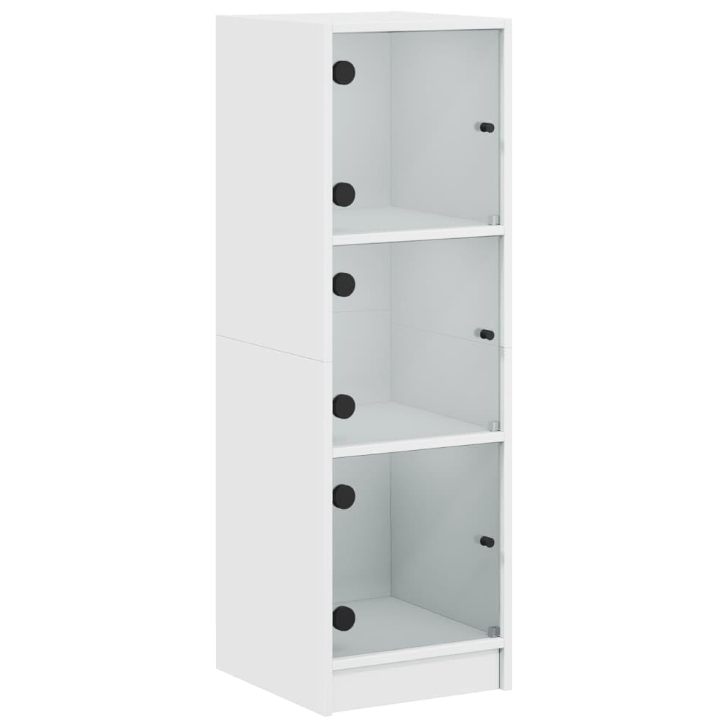 Vidaxl (White) Highboard With Glass Doors Tall Sideboard Cupboard Storage Cabinet