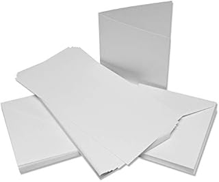 Craft UK W103 6 x 6 Inch Linen Card and Envelope Pack of 50 - White