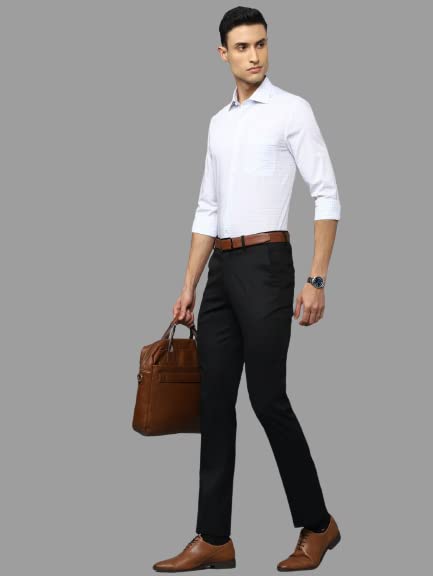 Image of VILLAIN Solid Mid-Rise Stretchable Men's Formal Trousers