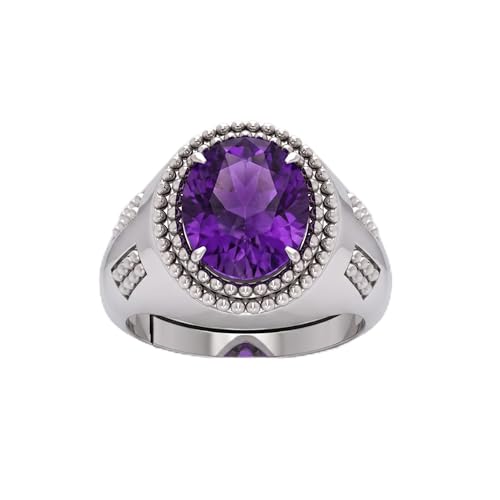 Bague améthyste naturelle 7,24 cts bague réglable argent 925 homme femme