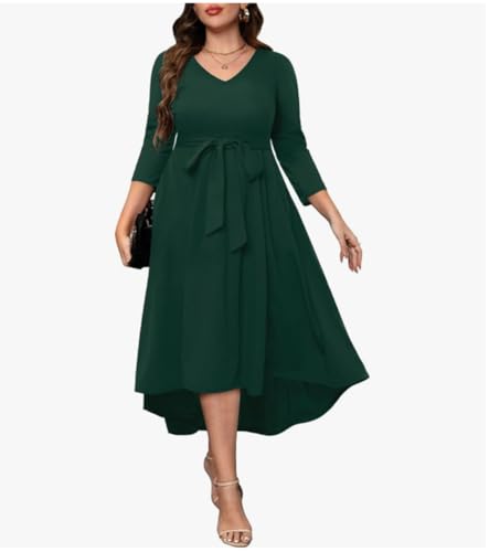 Image of C4D Women Plus Size V-Neck Party Cocktail High-Low Maxi Dress