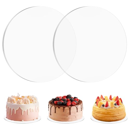 2 Piezas Base para Tartas Acrilicos Transparente 20cm Tableros Redondos 3mm, Base Tarta, Bandeja para Tartas Tableros Cake Board, Tablero para Pasteles Base Tartas Acrílicas para Tartas de Crema