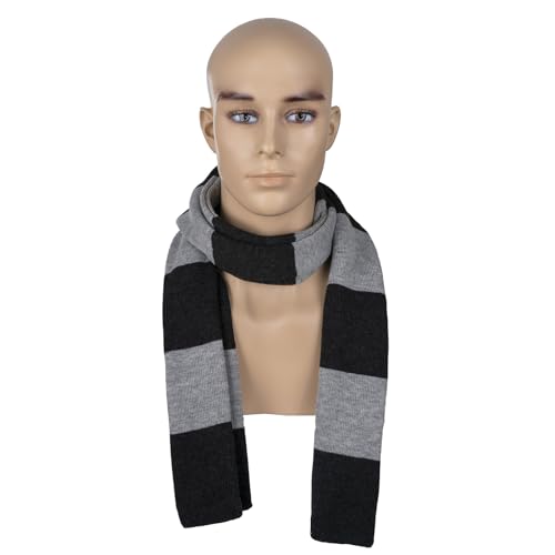 Long Black and Grey Striped Scarf Unisex Winter Halloween Costume Scarf (Black and Grey, 200CM) (black and grey, 180cm)4