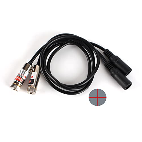 Image of 650nm red line laser module industrial laser module adjustable focus line length 19.7″ DC plug diameter 12mm (12mm-cross-2pack)
