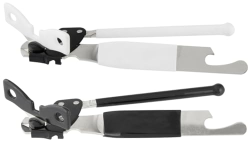 Fackelmann Butterfly Geared Can Opener, Stainless Steel, Food Safe Handheld Manual Tin Opener, Multifunctional Bottle Cap Opener, Comfortable Silicone Grip, Sharp Cutting Blades, 15cm