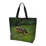 UKCZZLMSQ The Deep Ocean - Elegante bolsa de mano con estampado de océano profundo, ligera y plegable para compras de comestibles de mujeres y uso diario, Insectos en las hojas, Talla única