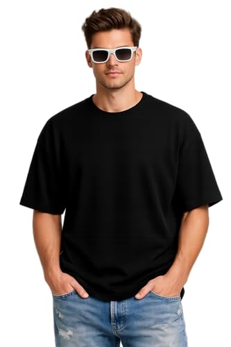 Image of Men's Oversized T-Shirt, Cotton Blend, Soft Fabric, Crew Neck, Short Sleeve